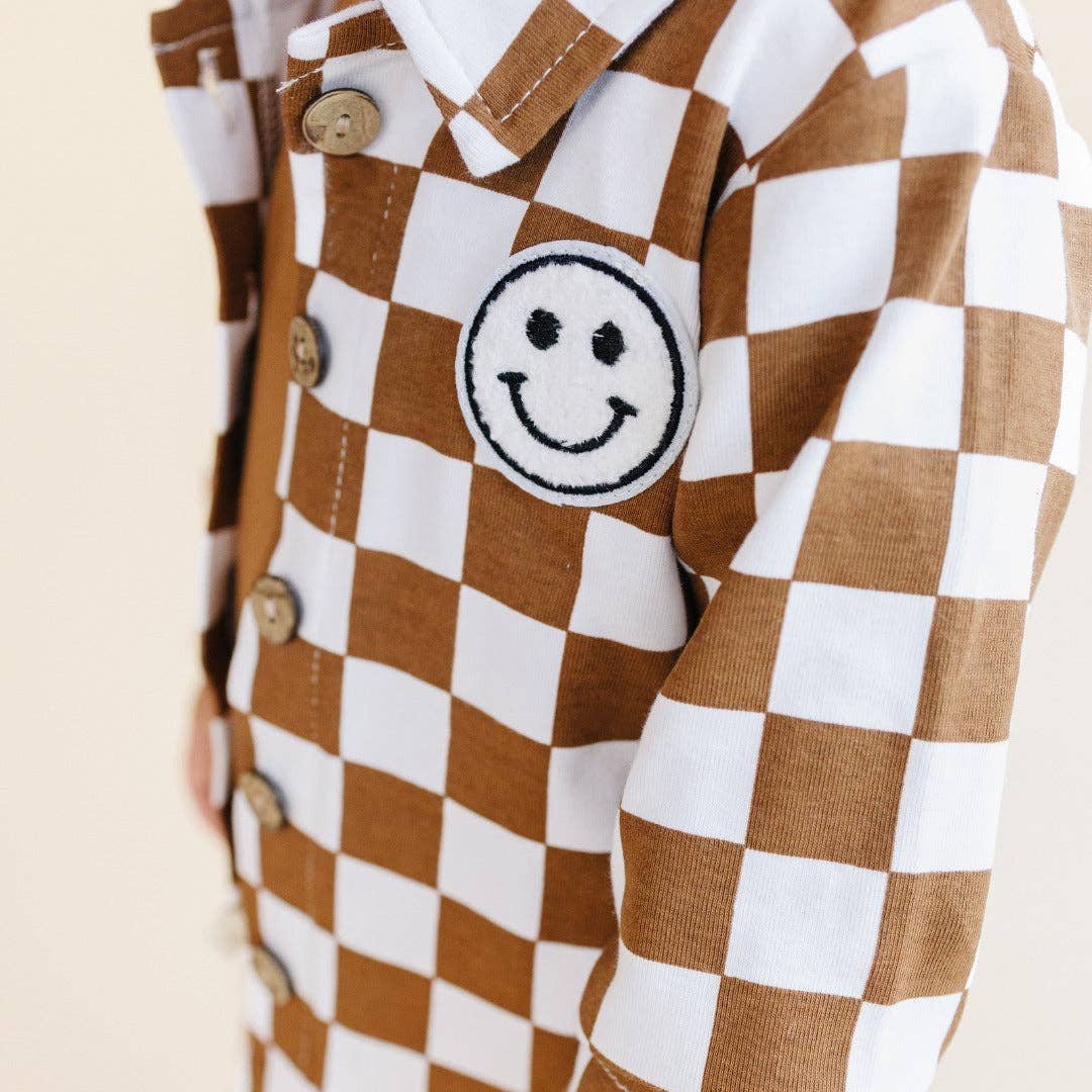 Geruite overhemdblouse | Smiley koper